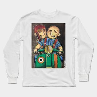 Retro Scooter, Classic Scooter, Scooterist, Scootering, Scooter Rider, Mod Art Long Sleeve T-Shirt